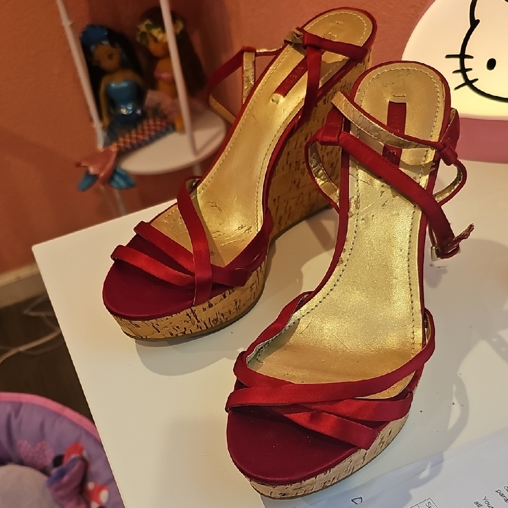 Nine West Red Platform Sandals
